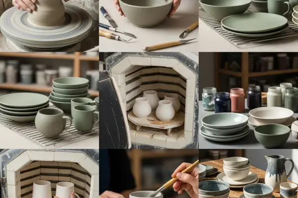 Modelagem em argila para criar utensílios de cozinha de cerâmica