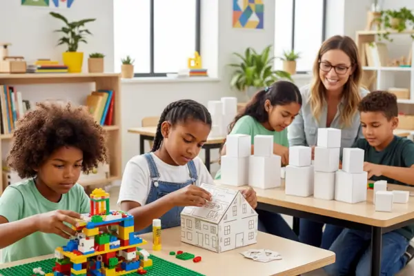 Técnicas para estimular percepção estrutural usando legos papercraft e caixas modulares